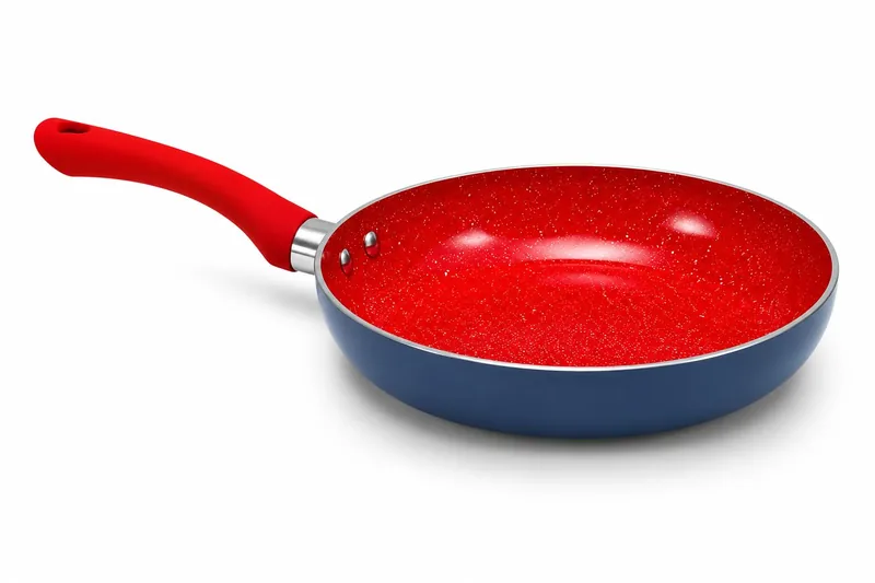 Frigideira Cerâmica Antiaderente, Alumínio, 24cm, Indução e Gaz, Livre de PFOA e PTFE, Azul com Interior Vermelho