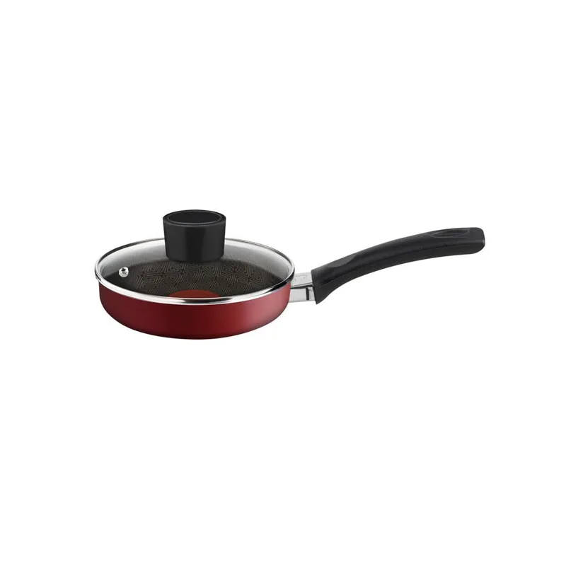 Frigideira Ovo Rochedo Facilita Vermelho 16cm com Tampa com Antiaderente Resist:Reforçado com partículas minerais, Thermo-Sinal para Indicar o Momento Ideal de Iniciar o seu Preparo e Base Limpa Fácil