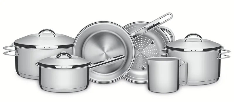 Jogo de Panelas Tramontina Solar em Aço Inox com Fundo Triplo e Tampas de Inox 6 Peças