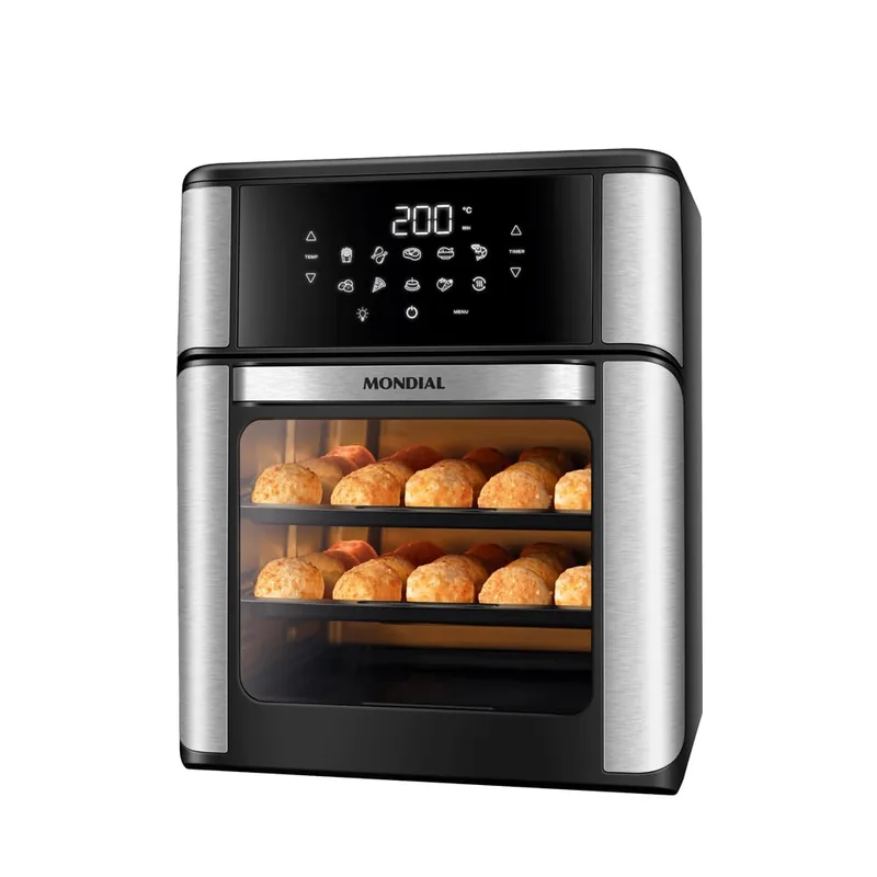 MONDIAL Fritadeira Air Fryer Forno Oven 12L, Preto/Inox, 2000W, 220V - AFON-12L-BI